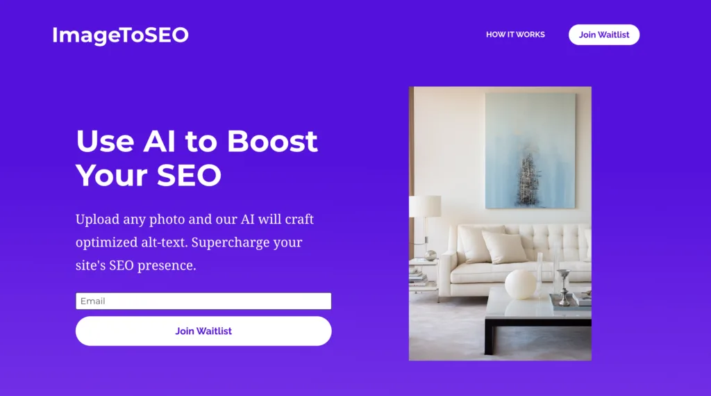 ImageToSEO AI Upload any photo and our AI will craft optimized alt-text. Supercharge your site's SEO presence. find Free AI tools list directory Victrays