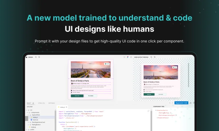 Kombai New ensemble model purpose-built to understand and code UI like human devs. Prompt it with designs. Get high-quality UI code in seconds. No manual tags or auto-layout needed. Logical DOM structure & React components. CSS with no hardcoded dimensions. Clean JS. find Free AI tools list directory Victrays