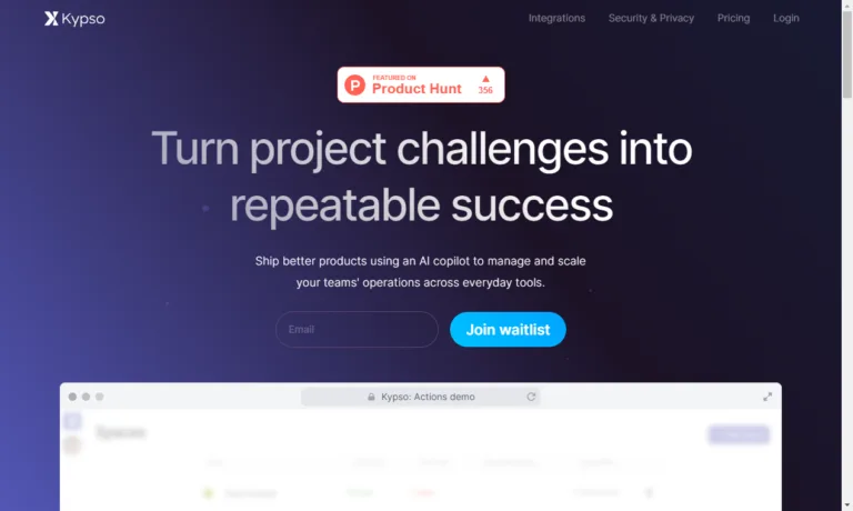 Kypso Turn project challenges into repeatable success. Ship better products by managing your operations across your everyday tools.