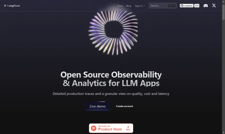 Langfuse Langfuse provides open-source observability and analytics for LLM apps.