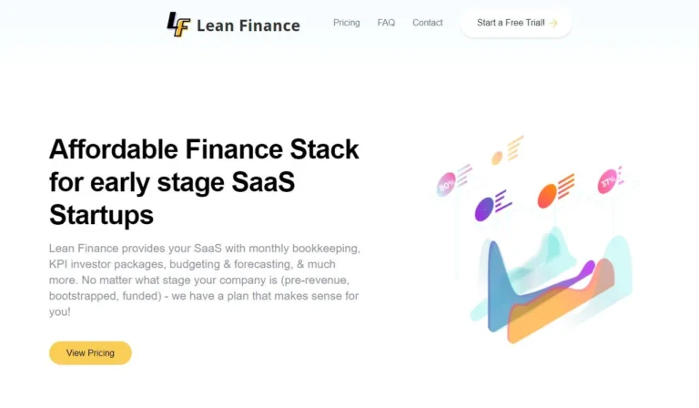 Lean Finance We provide your SaaS with monthly bookkeeping