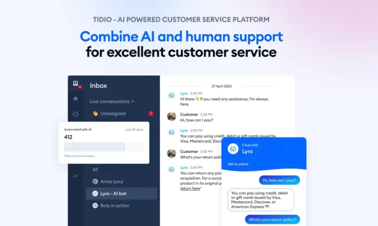 Lyro AI by Tidio Meet Lyro - the AI chatbot that talks to your customers and offers personalized assistance to solve their problems