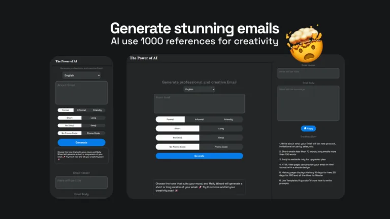 Maily Wizard AI ✨Create your emails effortlessly with AI which use a vast database of professional emails for inspiration. Convert your emails into HTML. Store your creations