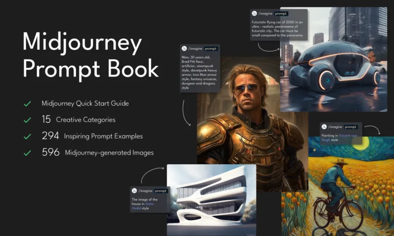 Midjourney Prompt Book Fuel your imagination with Midjourney Prompt Book. Over 590 AI images (with exact prompts) spanning 15 diverse categories: from unique styles like low poly
