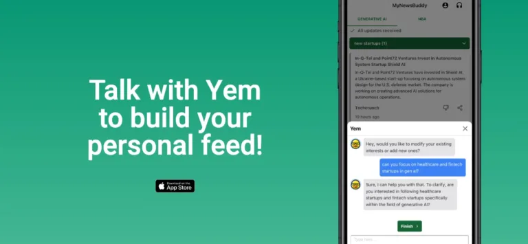 MyNewsBuddy Yem is your intelligent news assistant who talks to you about your personal or professional interests. He scans the internet every day to handpick the most relevant insights and crafts custom updates just for you. find Free AI tools list directory Victrays