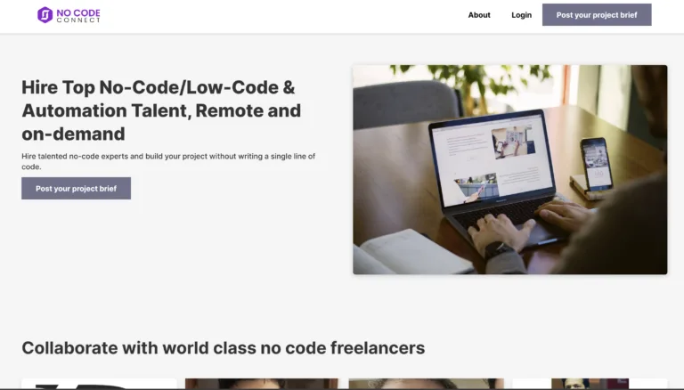 No Code Connect No Code Connect is a freelance platform for no-code/low-code