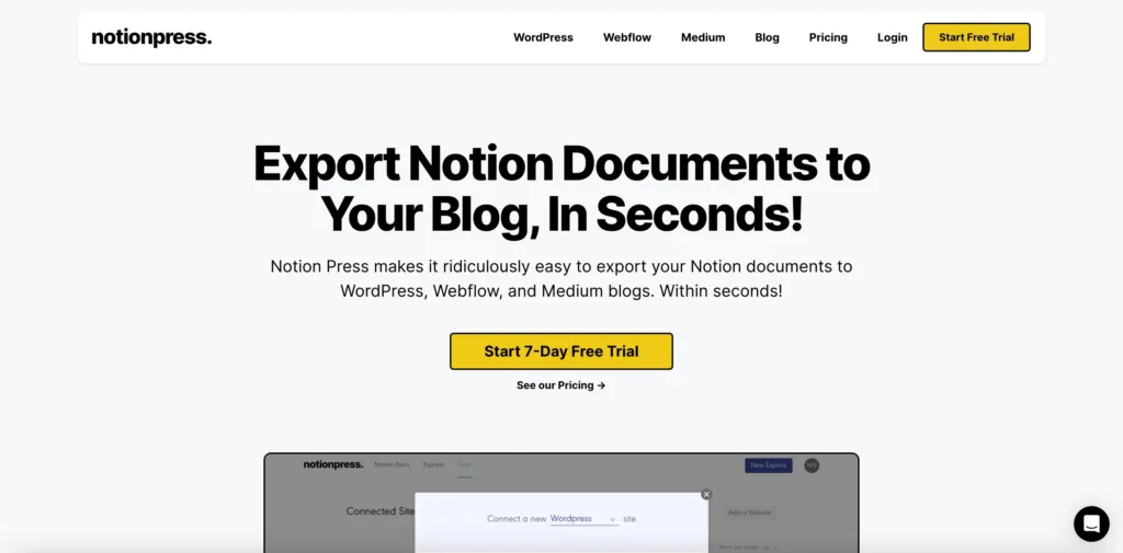 NotionPress.io Notion Press makes it ridiculously easy to export your Notion documents to WordPress