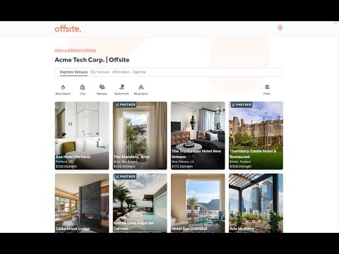 Offsite Planning a retreat? Offsite provides a curated marketplace with hundreds of inspiring venues worldwide so you can reconnect IRL with your team