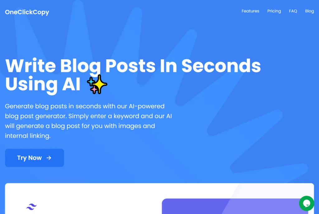 OneClickCopy Write blog posts using AI in one click find Free AI tools list directory Victrays