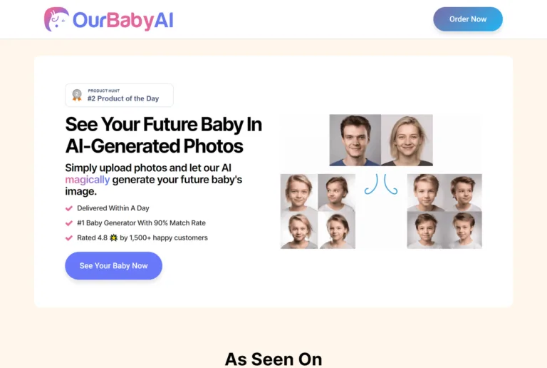 OurBabyAI OurBabyAI is a software service that uses artificial intelligence technology to generate captivating images of your future baby. By simply uploading photos of both parents