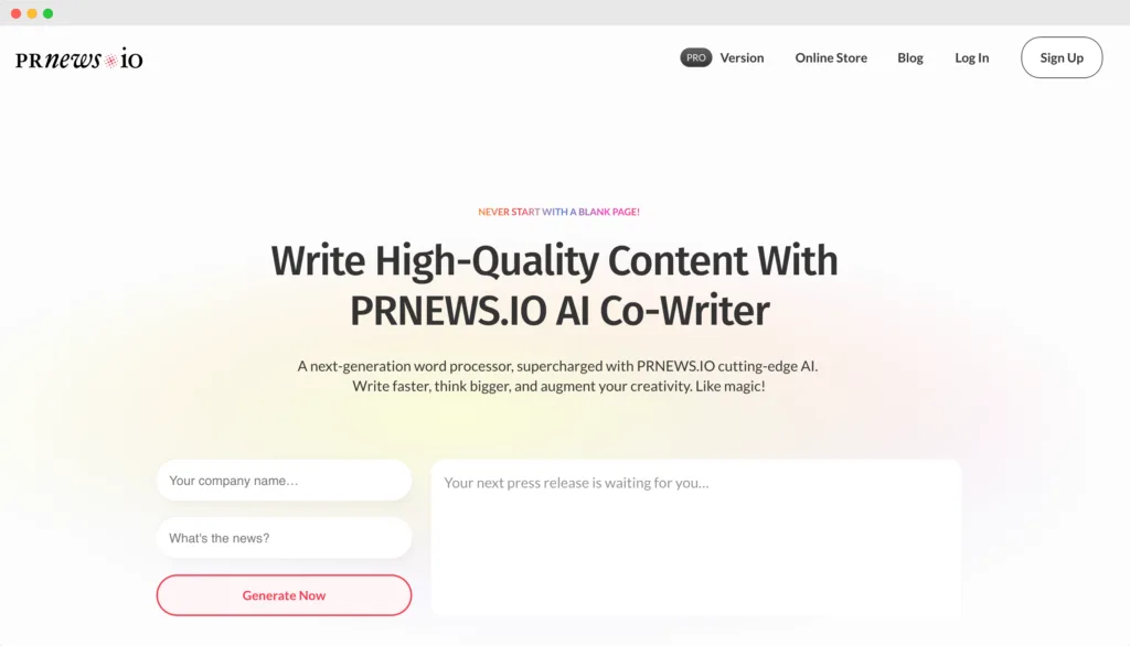 PRNEWS.IO Generate any kind of PR content find Free AI tools list directory Victrays
