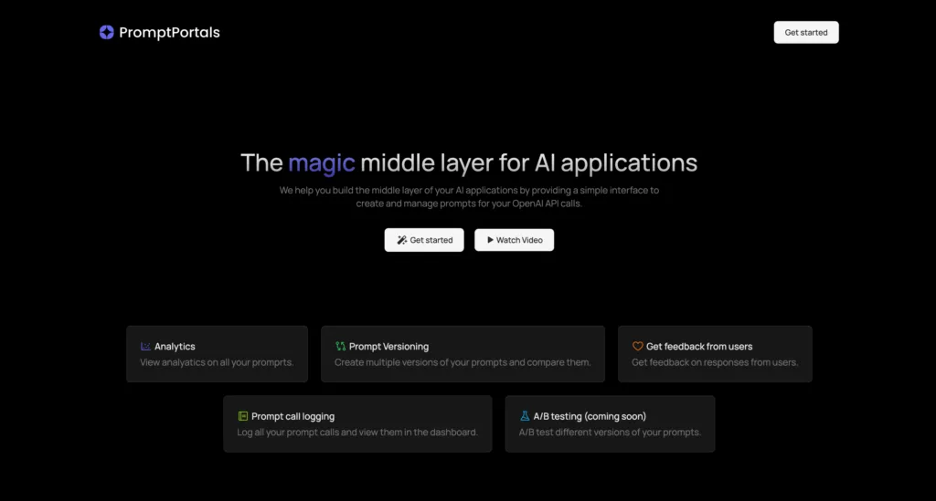 PromptPortals Manage and optimize AI prompts via API with analytics and user feedback. find Free AI tools list directory Victrays