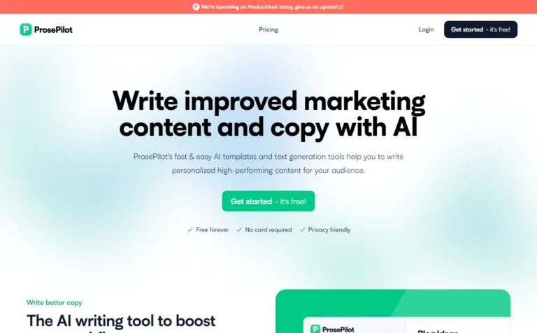 ProsePilot Fast & easy AI templates and text generation tools help you to write personalized high-performing copy and content for your audience. find Free AI tools list directory Victrays