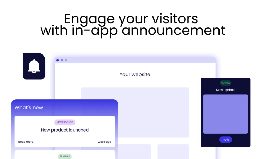 Pulsly Pulsly is an in-app announcement service to send products updates and news on your website via beautiful notifications widgets find Free AI tools list directory Victrays