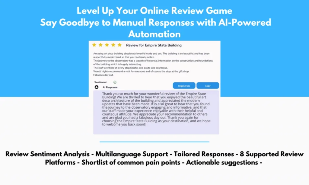 ReplyGenius.Ai Generate highly personalized responses for your business's online reviews on Google