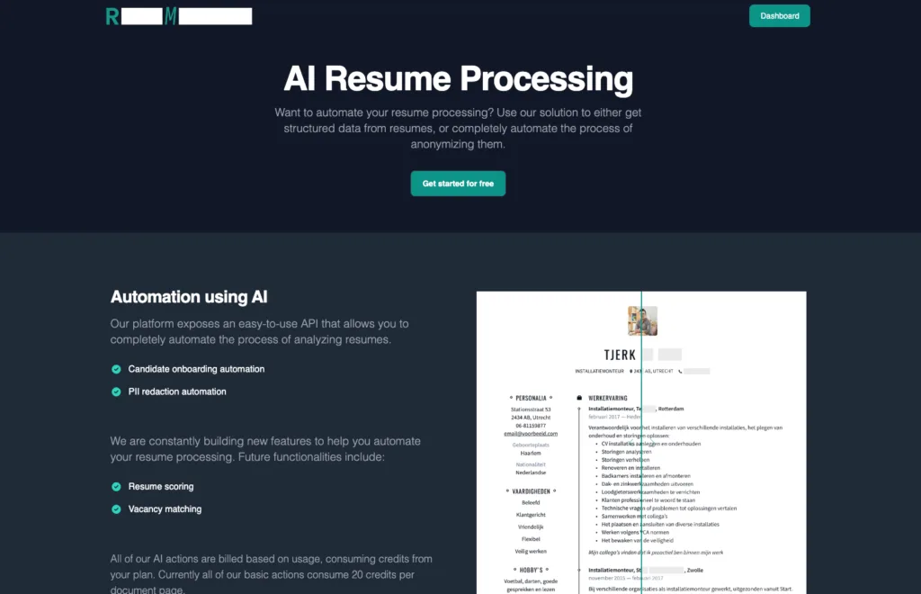 ResuMetrics AI-powered tool transforming resumes into structured data. Enables secure