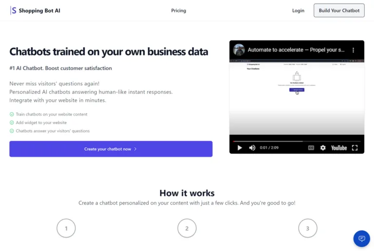 ShoppingBotAI Unlock the Power of AI for Your Business! Shopping BotAI revolutionizes customer communication by learning from your own business data to create a personalized chatbot.rnOur AI-powered chatbot answers queries like a human.rnEnhance customer experience. Scale your customer support. Boost sales. find Free AI tools list directory Victrays