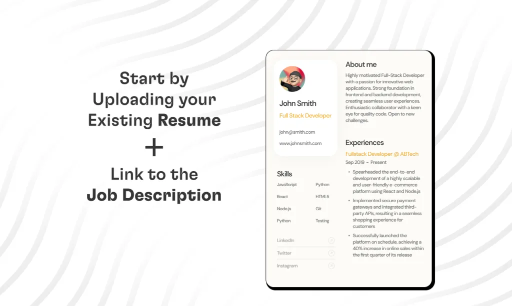 SkillOk An AI-powered tool that tailors your resume to job postings. It scans job descriptions