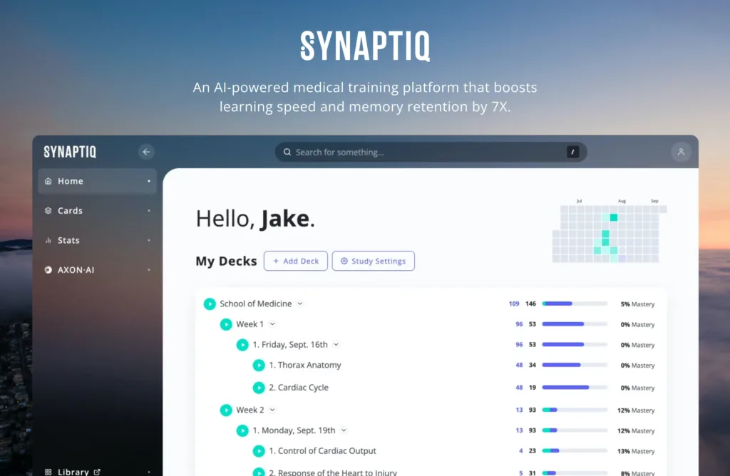 Synaptiq Synaptiq began as a personal learning tool made by a UCSF med student & Stanford neurosurgery resident