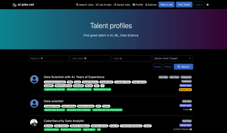 Talent profiles Increase your pool of qualified candidates for your open AI