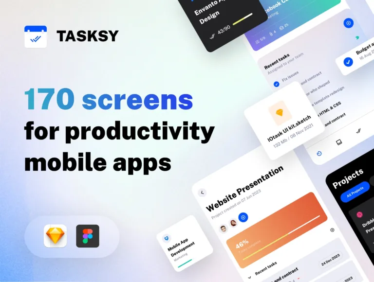 Tasksy Mobile UI Kit Tasksy is a top-notch UI kit created using the latest design trends and technologies. A highly detailed UI design template with 170 pages that will help you design iOS or Android mobile apps. find Free AI tools list directory Victrays