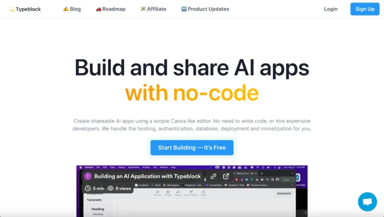 Typeblock Typeblock empowers businesses to create shareable AI apps using a simple Canva like editor. No need to write code or hire expensive developers. We handle the hosting