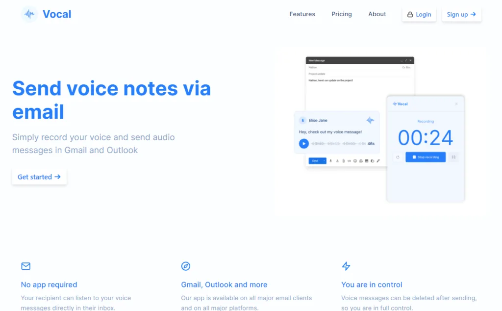 Vocal 3.0 Vocal is the best solution to send voice notes via email.