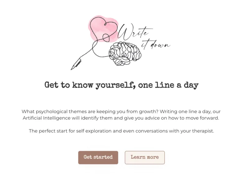 Writeitdown.ai What psychological themes are keeping you from growth? Writing one line a day