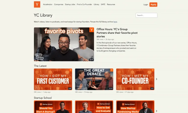 YC Library We’ve overhauled the YC Library to make it easier to find the latest videos