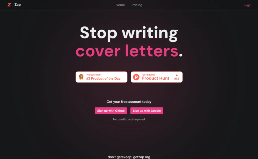 Zap AI Get GPT4-powered cover letters instantly.