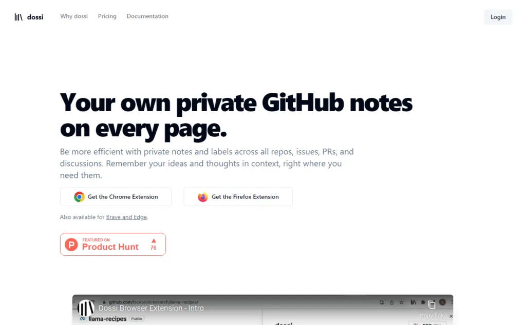 dossi Your own private GitHub notes on every page. Private notes and labels across all repos