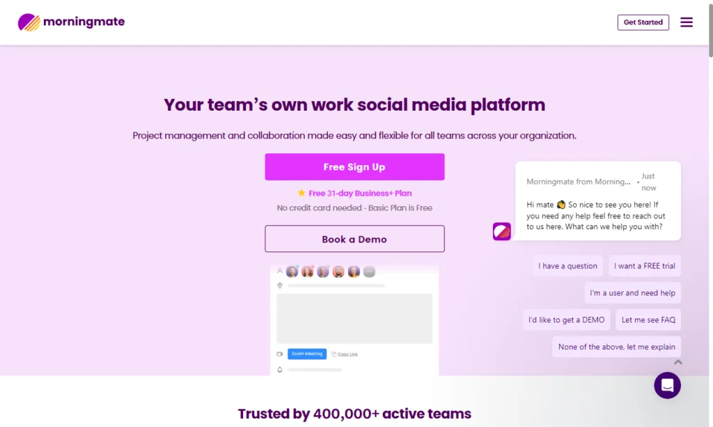 morningmate A work social media platform for all types of teams to manage