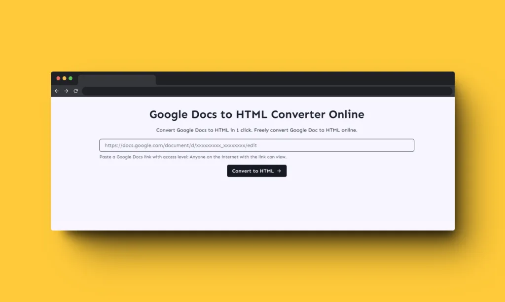 Convert Google Docs to HTML online Google Docs to HTML Converter Online.