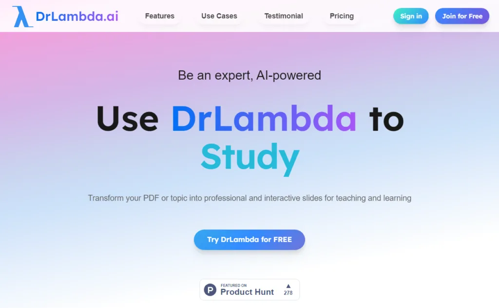 Dr. Lambda Dr. Lambda is a knowledge remix engine. People can effortlessly transform PDFs