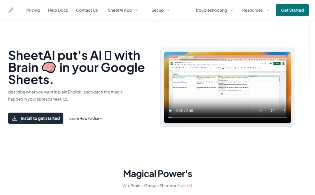 SheetAI SheetAI is a revolutionary new tool that makes tedious and time-consuming tasks easy and fast. With SheetAI