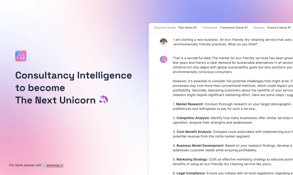 Wiseway Next-generation AI consultancy intelligence to support you as you embark on your entrepreneurial journey. Strategize with your bedside chatbot's future-based industry insights and customized solutions. Start making a difference today to become the next unicorn find Free AI tools list directory Victrays