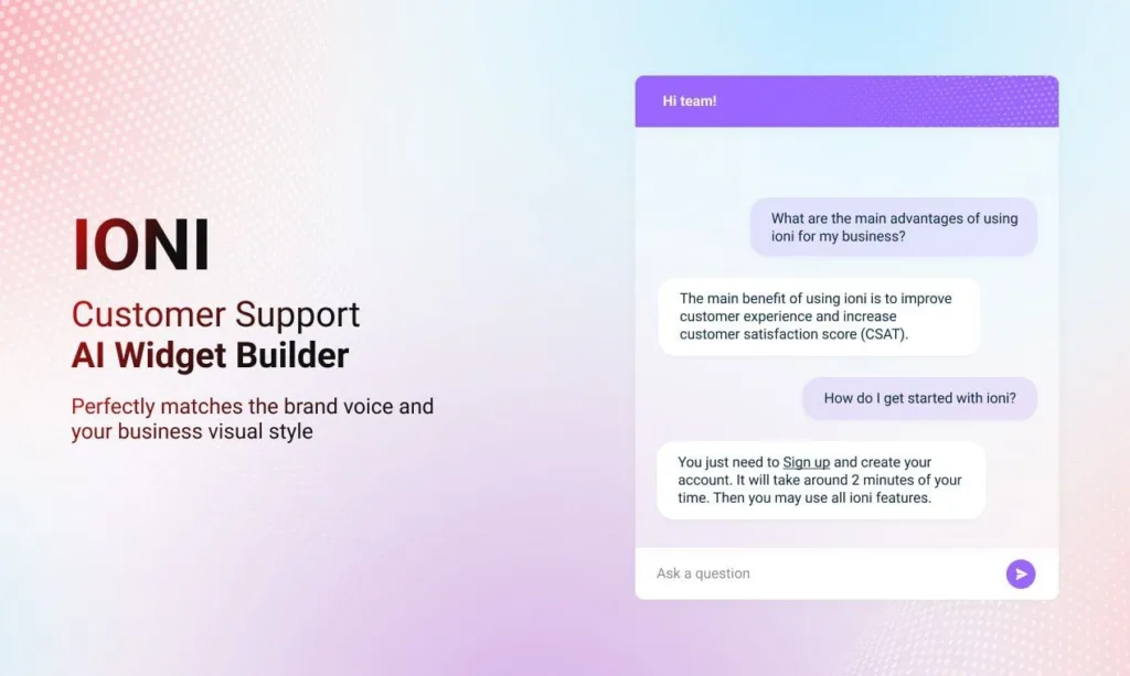ioni ioni is a ChatGPT-based AI platform that automatically generates responses to customer support inquiries