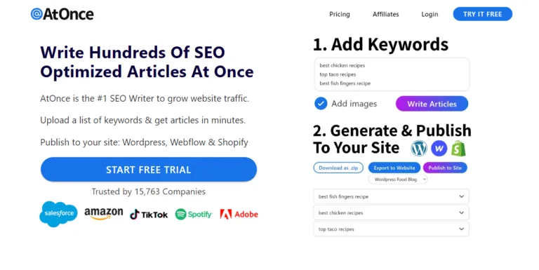 Featured tools AtOnce AtOnce is the best programmatic SEO AI writer & AI article generator. Save