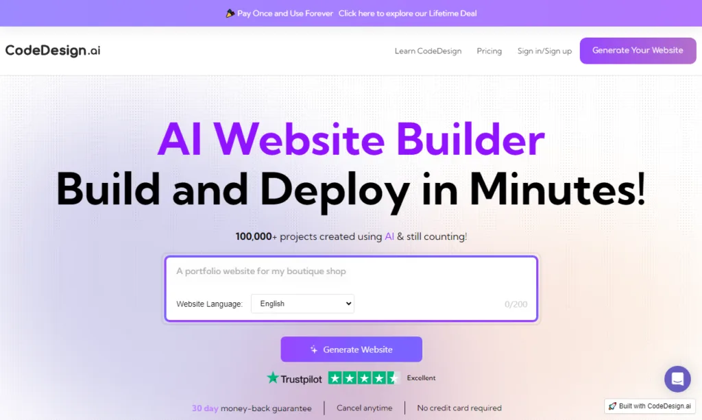 CodeDesign.ai, the game-changing AI web builder that makes creating stunning, responsive websites with ease.
