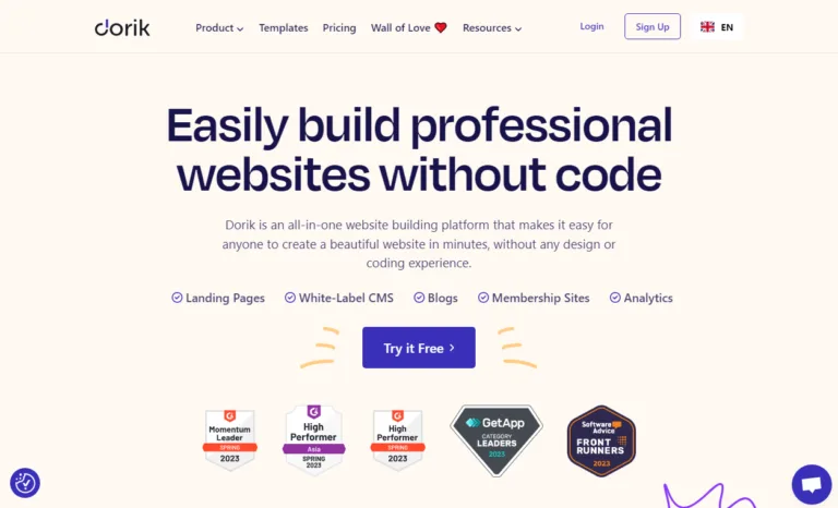 Dorik - All-in-one no code website-building platform that makes it easy for anyone