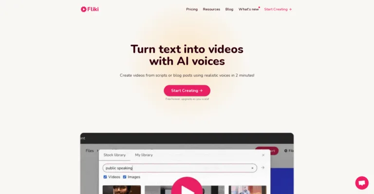 Featured tools Fliki Create videos from scripts or blog posts using realistic voices in 2 minutes!