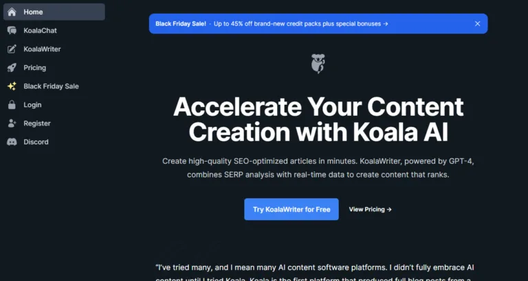 Koala - Koala AI is an advanced content creation platform that leverages the power of GPT-4 to generate high-quality