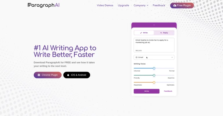 Featured tools ParagraphAI ParagraphAI is an AI Writing App that writes clear
