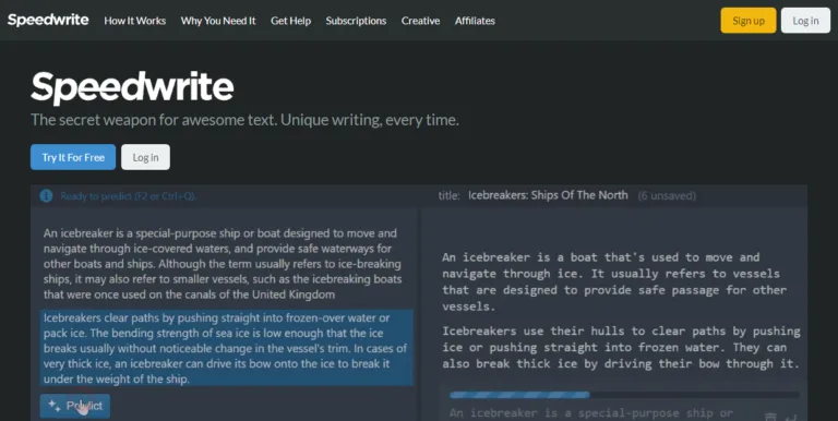 Speedwrite - Speedwrite is a unique writing tool that generates new
