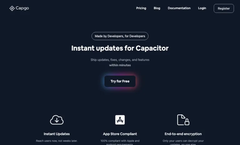 Featured tools Capgo With Capgo Send and manage updates in realtime for your capacitor app without store