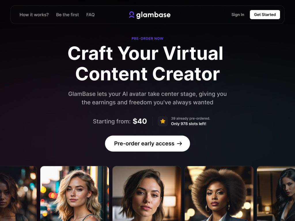 Glambase - Glambase is an innovative digital platform that empowers users to create and monetize their own virtual influencers. By leveraging cutting-edge AI technology