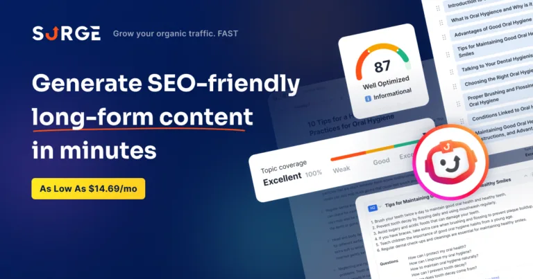 Featured tools SurgeGraph SurgeGraph is your one-stop solution for SEO and AI Writing. With Longform