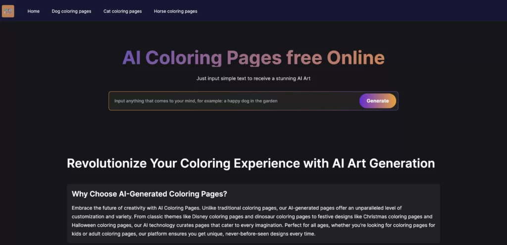 AI Coloring Pages Generator - Unleash Creativity: AI-Driven