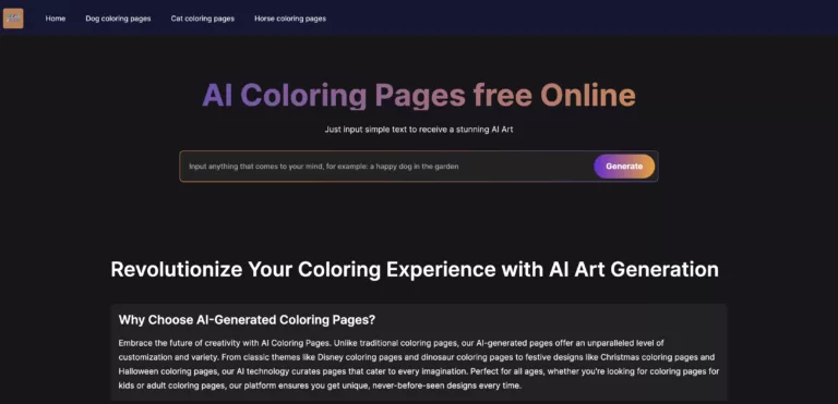 AI Coloring Pages Generator - Unleash Creativity: AI-Driven
