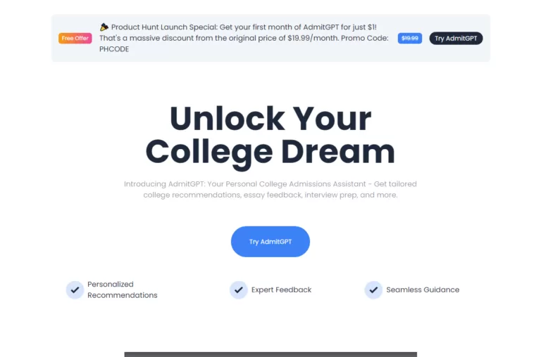 AdmitGPT - Introducing AdmitGPT: Your Personal College Admissions Assistant - Get tailored college recommendations